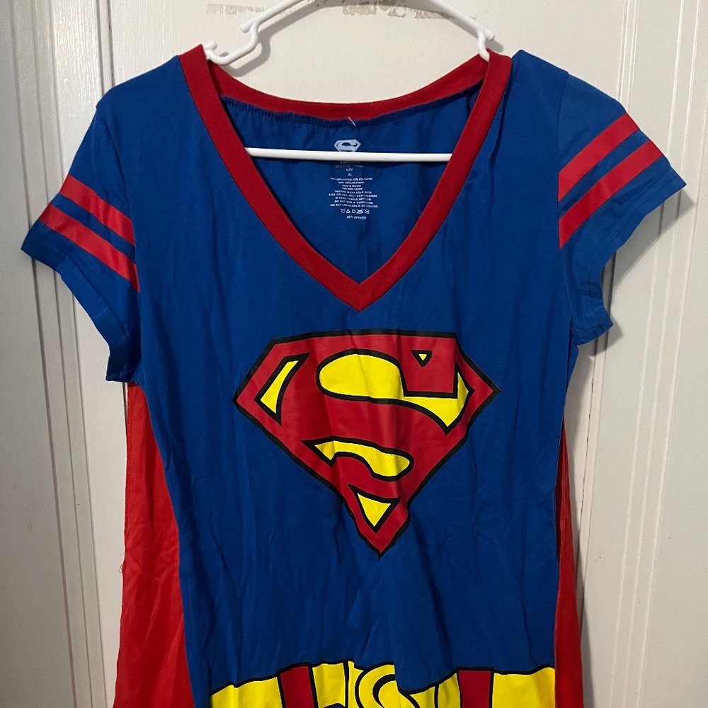 Superman shirt with attached cape.